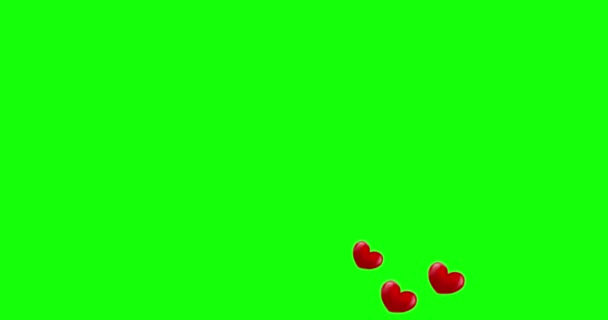 Animation Romantisches Herz Auf Grünem Bildschirm Frohe Feiertagsgrüße Hintergrund Mit — Stockvideo