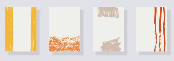 Conjunto Moderno Pincel Tinta Colorida Fundo Branco Estilo Japonês Composições — Vetor de Stock