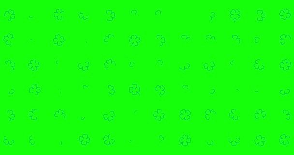 Saint Patrick Day Motif Animation Background Green Clover Leaves Contours — Stock Video