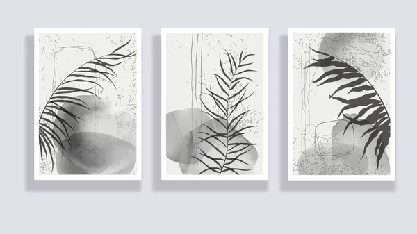 Bir dizi suluboya minimalist soyut çizimler. Asgari botanik duvar sanatı. Orta çağ modern grafikleri. Sosyal medya, blog, baskı, kapak, duvar kağıdı için bitki tasarımı. Vektör