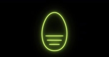  Parlayan neon renkli çizgi yumurta ikonu siyah ekranda izole edildi. Mutlu Paskalya motifleri. Paskalya web tasarımı için harika dekoratif yumurta. Stock 4K video animasyonu