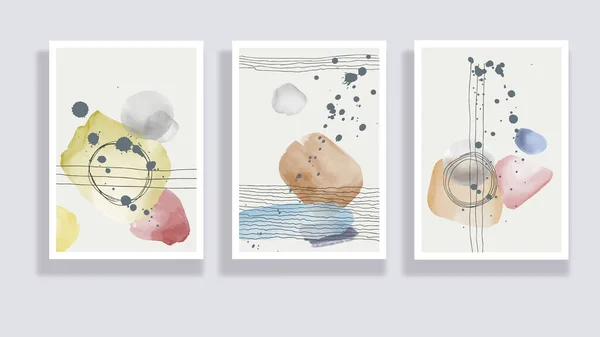 Trendy Set Van Aquarel Minimalistische Abstracte Hand Geschilderde Illustraties Abstracte — Stockvector