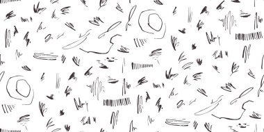  Mürekkepli el, soyut elementler çiziyor. Kusursuz desenli soyut karalamalar çeşitli şekillerde. Duvar dekorasyonu, kumaş, duvar kağıdı, ambalaj kağıdı için harika. Vektör