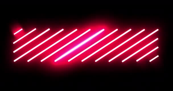 Futuristische Neonverlichting Zwarte Muurachtergrond Knipperende Knipperende Kleurrijke Neon Lijnen Licht — Stockvideo