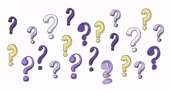 Απρόσκοπτη Βρόχο Φόντο Κινούμενα Ερωτηματικά Καρτούν Ερωτηματικά Στυλ Grunge Υφή — Αρχείο Βίντεο