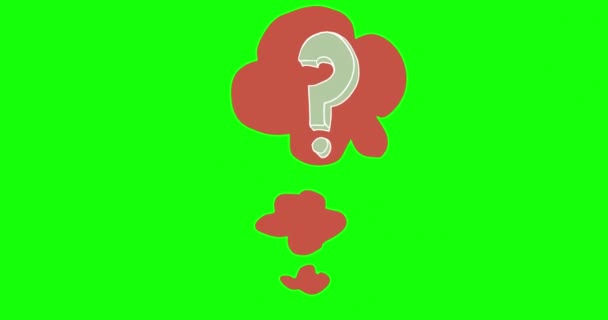 Animated Cartoon Question Mark Thought Bubble Green Screen Question Mark — Stock Video