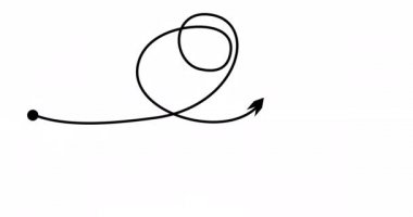 Karalamalar, çizgiler, karalamalar, daireler çizerek okun yörüngesi boyunca ilerlemesi. Kaotik soyut arkaplan çiziminin kendi kendine çizimi. Alfa kanalı. Dinamik web tasarımı için video 4k