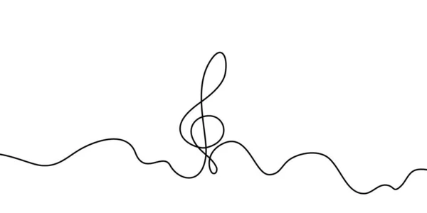 Zelftrekkende Drievoudige Sleutel Één Lijn Eenvoudig Zwart Muzikaal Symbool Van — Stockvector