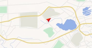 GPS izleme konsepti. GPS-navigasyon sistemini haritala. Akıllı Telefon Uygulama Haritası. Kırmızı ok ilerleyen gezgin şehir haritası arkaplanının uygulamasız döngü / 4k canlandırması