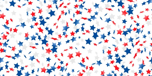 Patrón Horizontal Sin Costuras Con Azul Rojo Estrellas Blancas Celebración — Vector de stock
