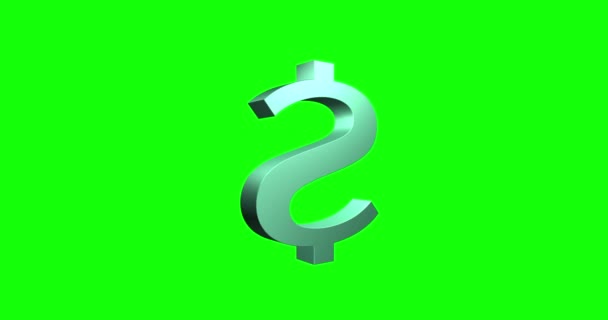 Dollar Sign Symbol Isolated Green Background Animation Seamless Loop Pattern — Stock Video