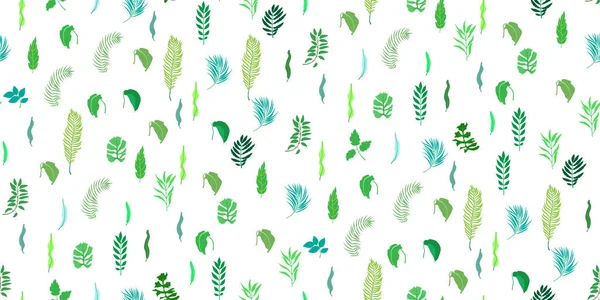 緑のシームレスなパターンは さまざまな木を残します 天然枝の葉 緑の新鮮な美しさ素朴なエコ背景 ウェブサイト 包装紙の植物デザイン ベクトル — ストックベクタ