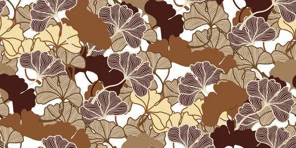 Ginkgo Biloba Laat Een Naadloos Patroon Achter Trendy Minimalistische Stijl — Stockvector