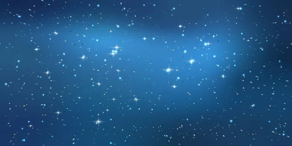  Astroloji, yatay yıldız evreni arka planı. Yıldızlı gece gökyüzü, nebula ile parlayan mavi uzay. Sonsuz uzayda Samanyolu Galaksisi. Duvar kağıdı, web sitesi, baskılar, kapak şablonu için vektör ilülasyonu