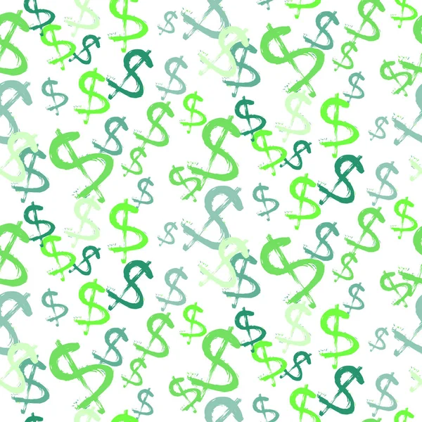 Απρόσκοπτη Μοτίβο Των Συμβόλων Του Νομίσματος Δολάριο Λευκό Φόντο Πράσινο — Διανυσματικό Αρχείο