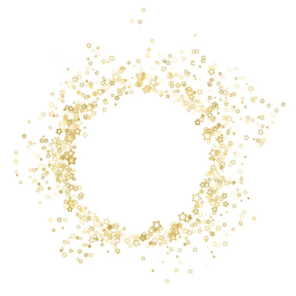 Золотые Реалистичные Летающие Звезды Изолированы Белом Роскошное Блестящее Маленькое Случайное — стоковый вектор
