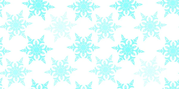 白い上に様々な複雑な輝く青い雪の結晶と美しいシームレスなクリスマスの背景 モダンなフラットデザイン 休日の壁紙 冬の無限の背景 雪片シームレスパターン ベクトル — ストックベクタ