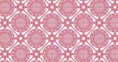 Animasyon geleneksel Japon dokusu. Oriental Geleneksel Geometrik Kırmızı desen siyah ekranda. Çin 'in yeni yılı için soyut, kusursuz bir arka plan. 4k grafik hareket döngüsü deseni