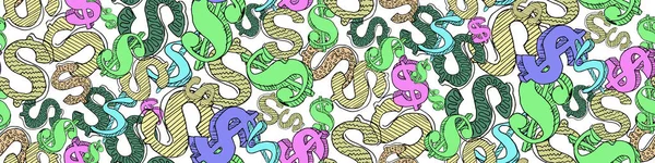 Бесшовный Узор Символов Доллара Белом Фоне Зеленый Векторный Фон Признаками — стоковый вектор
