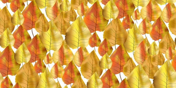 Seamless Pattern Bright Colorful Autumn Foliage Isolated White Background Graphic — Stock Vector