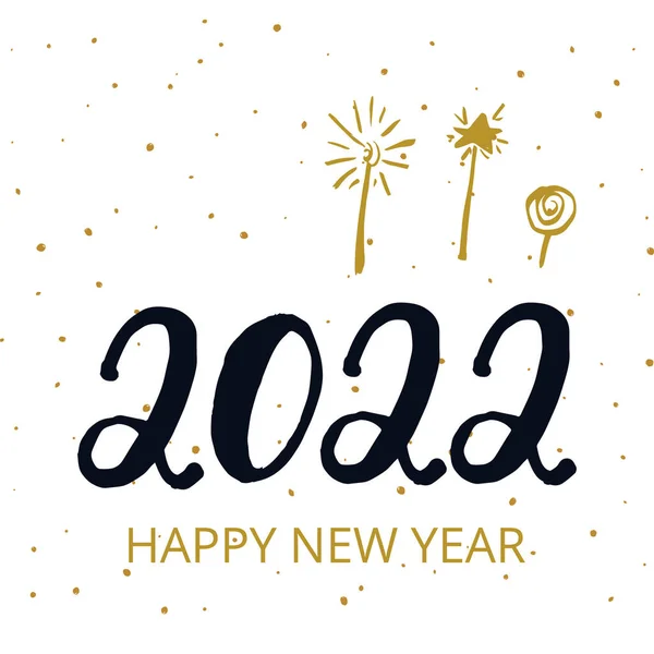 2022 Feliz Año Nuevo Texto Caligráfico Escrito Mano Con Letras — Vector de stock