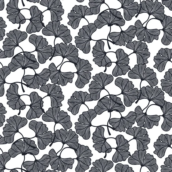 Ginkgo Biloba Hinterlässt Ein Nahtloses Muster Trendigen Minimal Stil Blätter — Stockvektor
