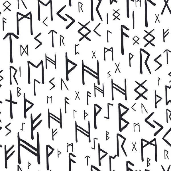 Руны Бесшовной Этнической Модели Рунический Алфавит Футарк Древние Скандинавские Оккультные — стоковый вектор