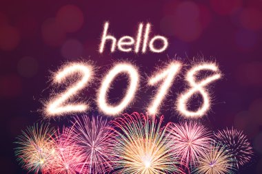 Merhaba 2018 ışıltı havai fişek