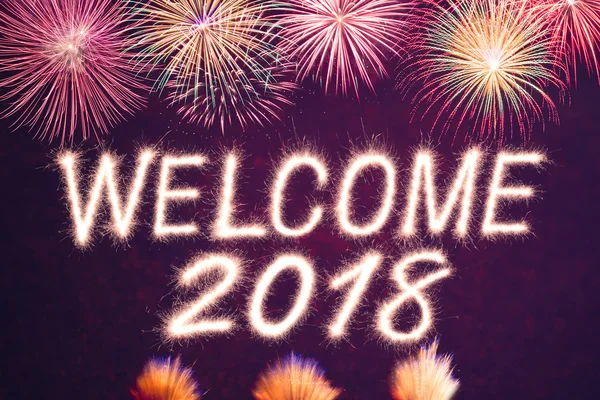 Ласкаво просимо 2018 Sparkle феєрверк — стокове фото
