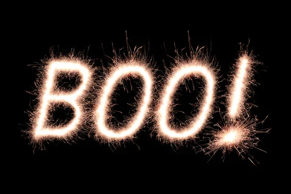 Boo! written with Sparkle firework — Stock Photo, Image