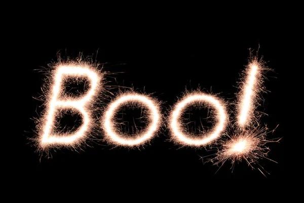 Boo! written with Sparkle firework — Stock Photo, Image