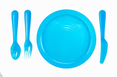 Mutfak eşyaları sofra üzerine beyaz izole