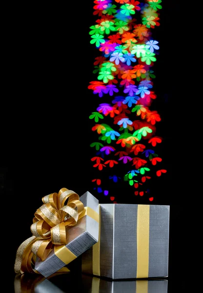 Bokeh licht doos van de Gift — Stockfoto