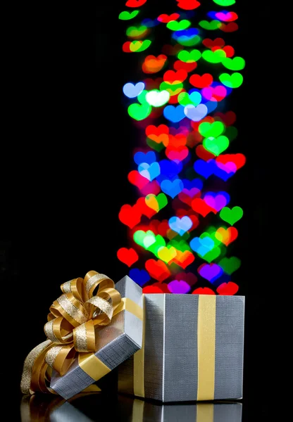 Bokeh Licht Geschenkbox — Stockfoto