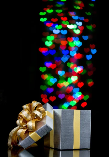 Bokeh scatola regalo luce — Foto Stock