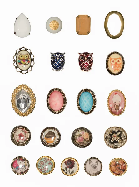 AVários botões de jóia Vintage Imagens Royalty-Free