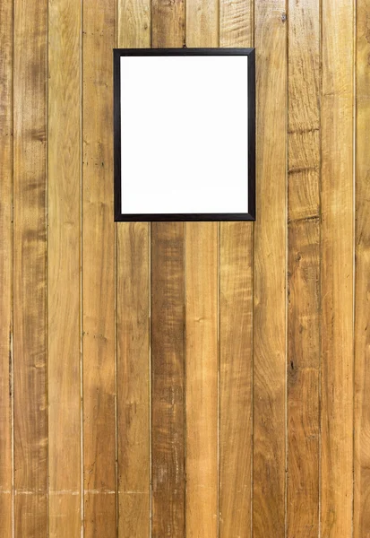 Wooden wall with photo frame — Stock Photo, Image