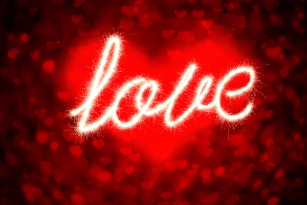 LOVE and red heart — Stock Photo, Image