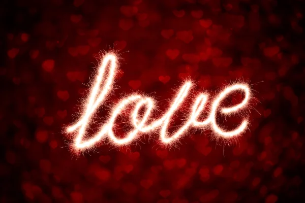 LOVE and red heart — Stock Photo, Image