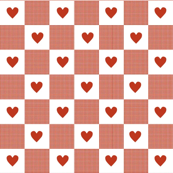 Hearts & Gingham Seamless Pattern. — Stock Vector