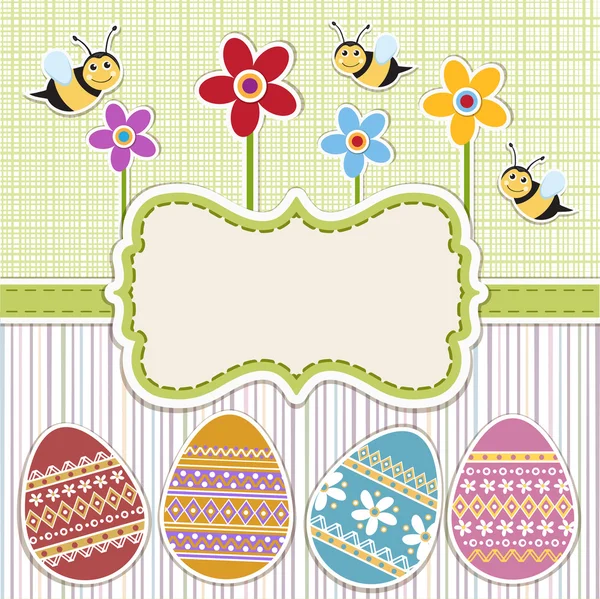 Fundo de Páscoa com ovos decorados  . — Vetor de Stock