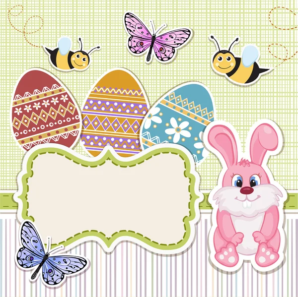 Easter background card with bunny — Stock Vector