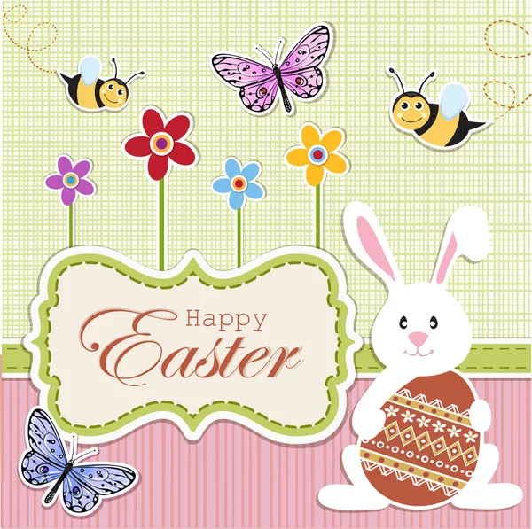 Scheda di sfondo di Pasqua con coniglietto — Vettoriale Stock