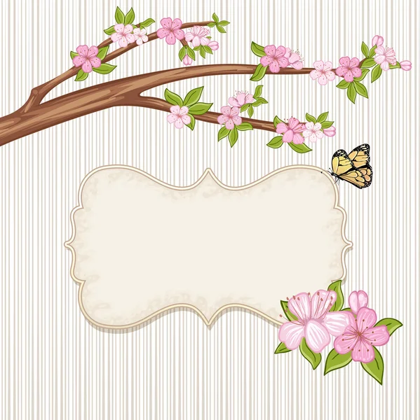 Springtime background with label . — Stock Vector
