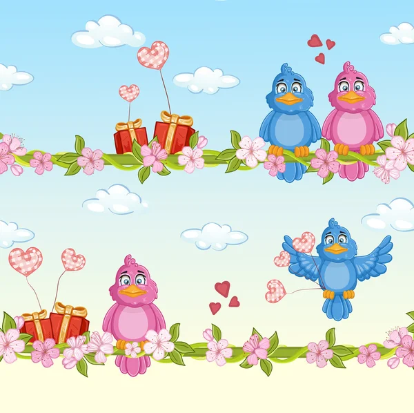 Ilustracja para zakochany, ptaki w miłości . — Wektor stockowy