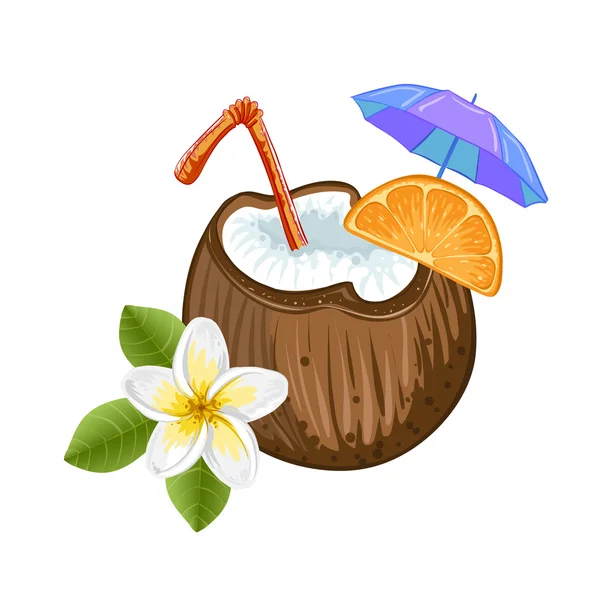 Cóctel de coco exótico — Vector de stock