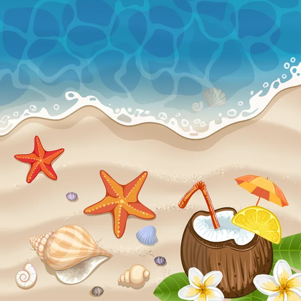 Fondo de playa de verano con mar — Vector de stock