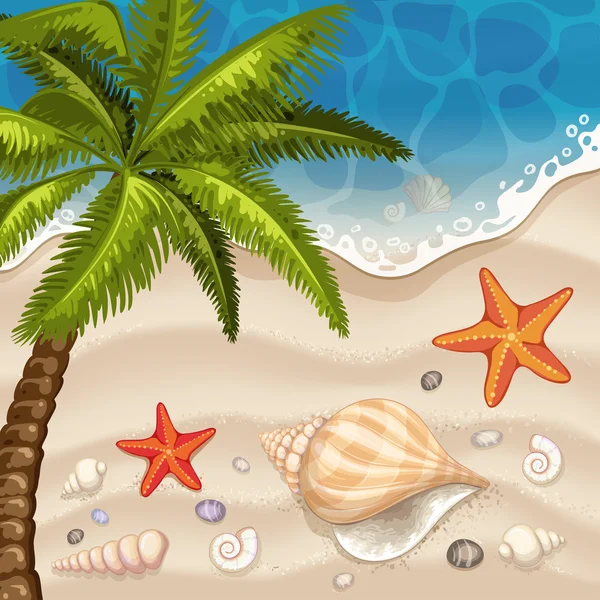 Summer beach background with sea — Stock Vector