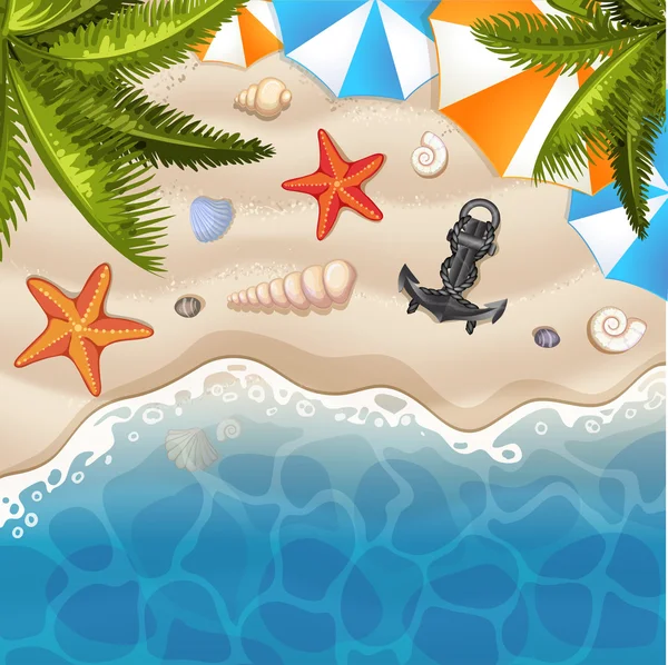 Summer beach background with sea — Stock Vector