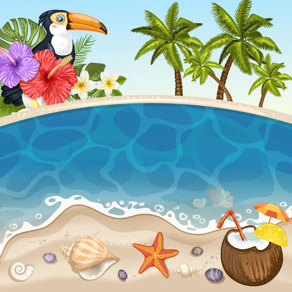 Summer beach background with sea — Stock Vector